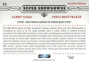 2006 Razor Poker #52 Sammy Farha / Chris Moneymaker Back